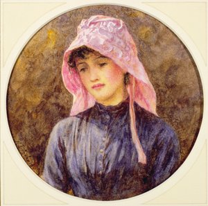 Portrait of a Girl in a Pink Bonnet by Helen Allingham